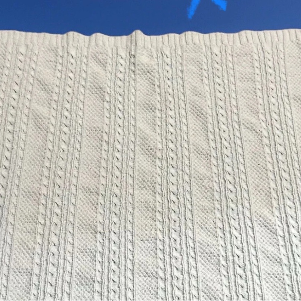 Nordstrom Blue Chenille Sweater Knit Cable Baby Blanket